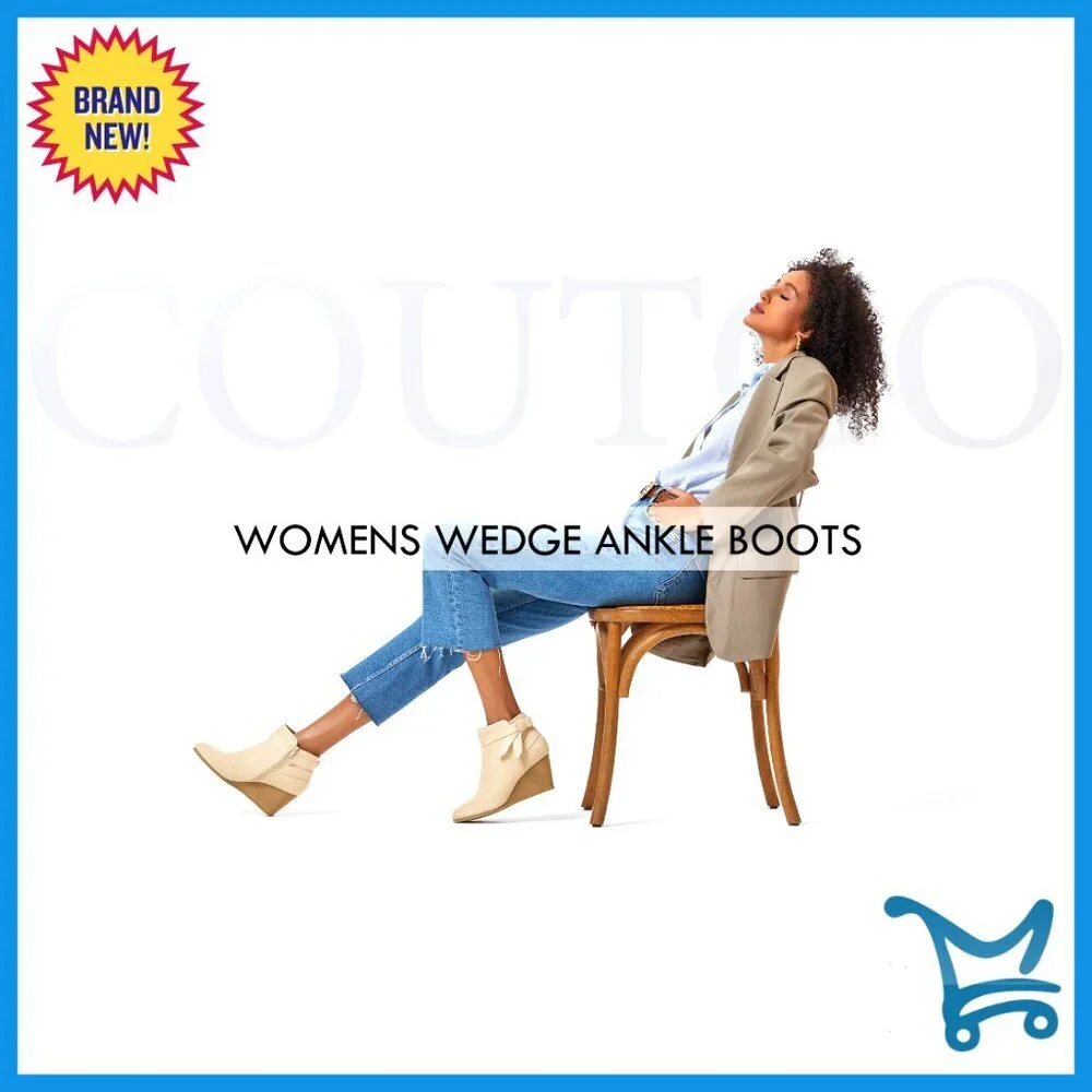 Wedge Ankle Boots with Side Zipper and Bow Tie, Stacked Heel